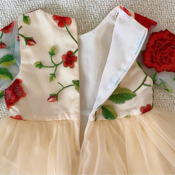 Toddler Girls Formal Holiday Christmas Floral Embroidery Mesh Gown Dress Size 4 - Picture 13 of 17